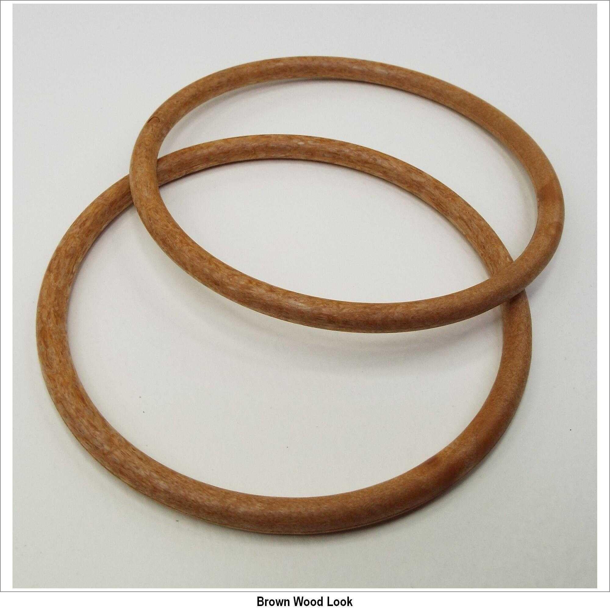 13cm Round Bag Handles DIY Solid Transparent Glitter Buy 1 Or 2 Sets 411D, Brown Wood Look, 2 Packs (4 Handles)
