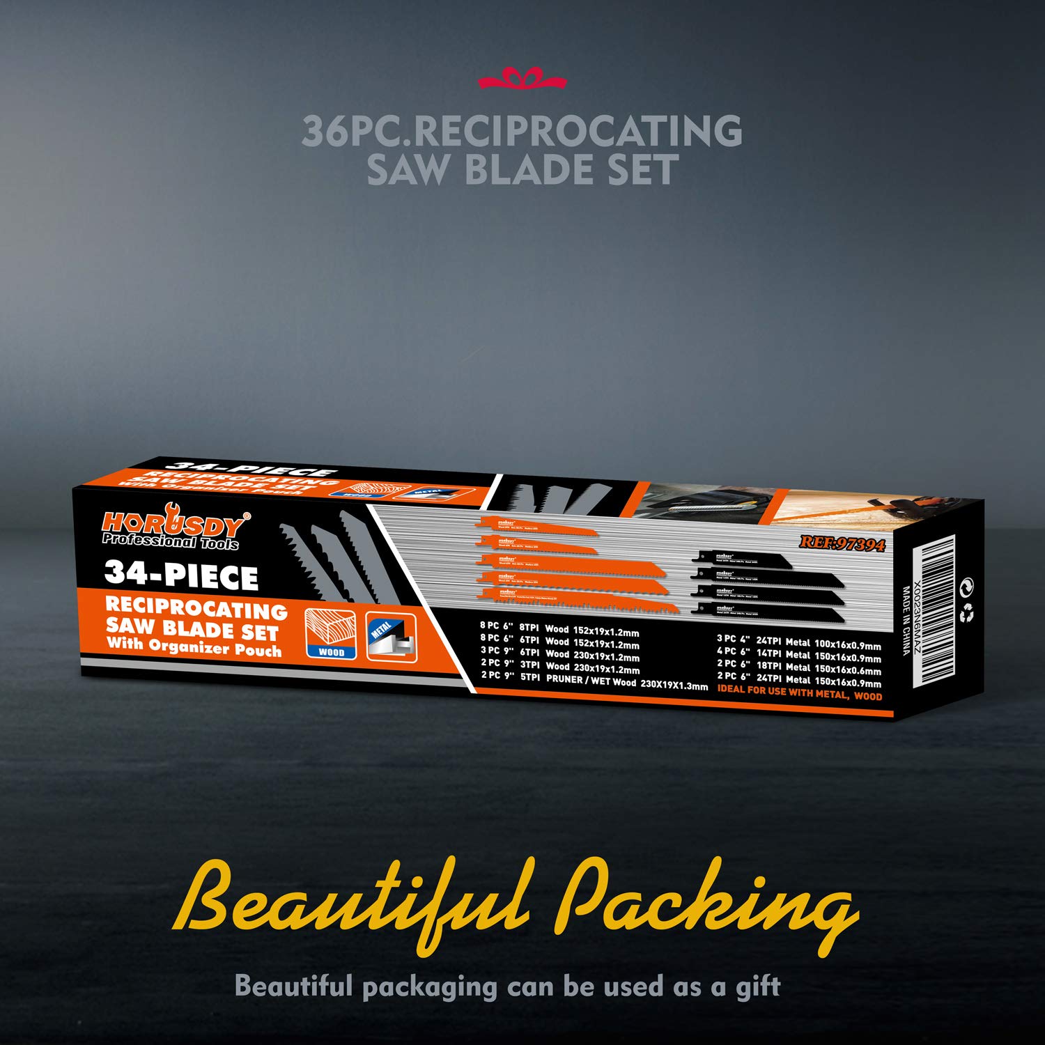 HORUSDY 34-Piece Metal Reciprocating Saw Blade Set & Wood Pruning Reciprocating Saw Blades, Saw Blades: Tools & Home Improvement