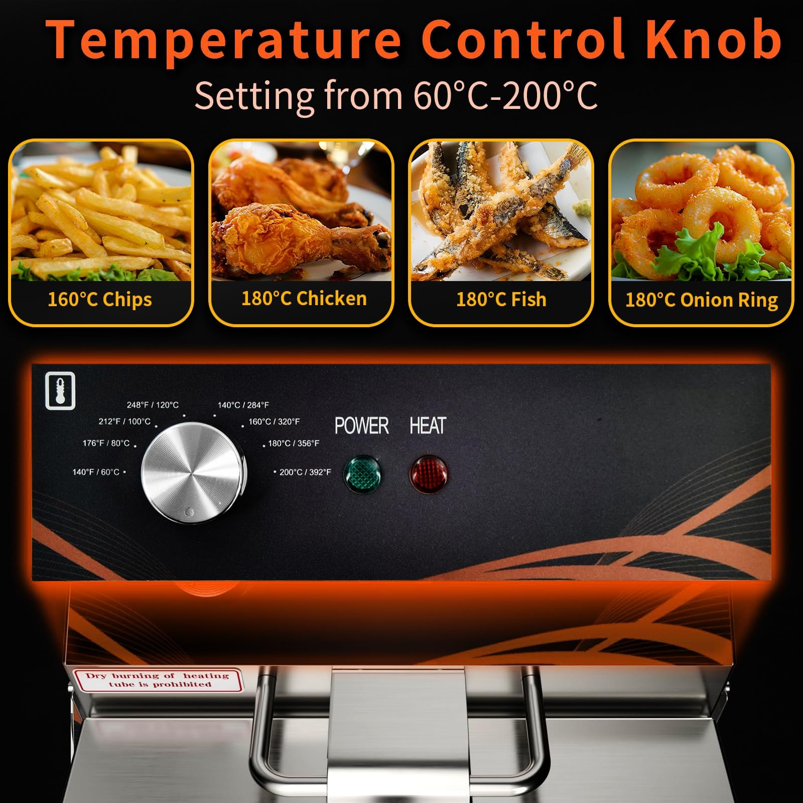Freidora con control de temperatura para comida rápida y restaurantes