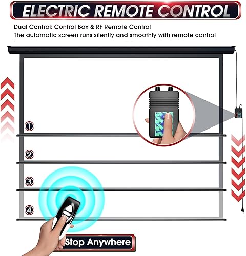 Vista 10 de Aoxun Pantalla de proyector motorizada de 100 pulgadas, pantalla de películas para interiores y exteriores, pantalla de proyector eléctrica 16:9