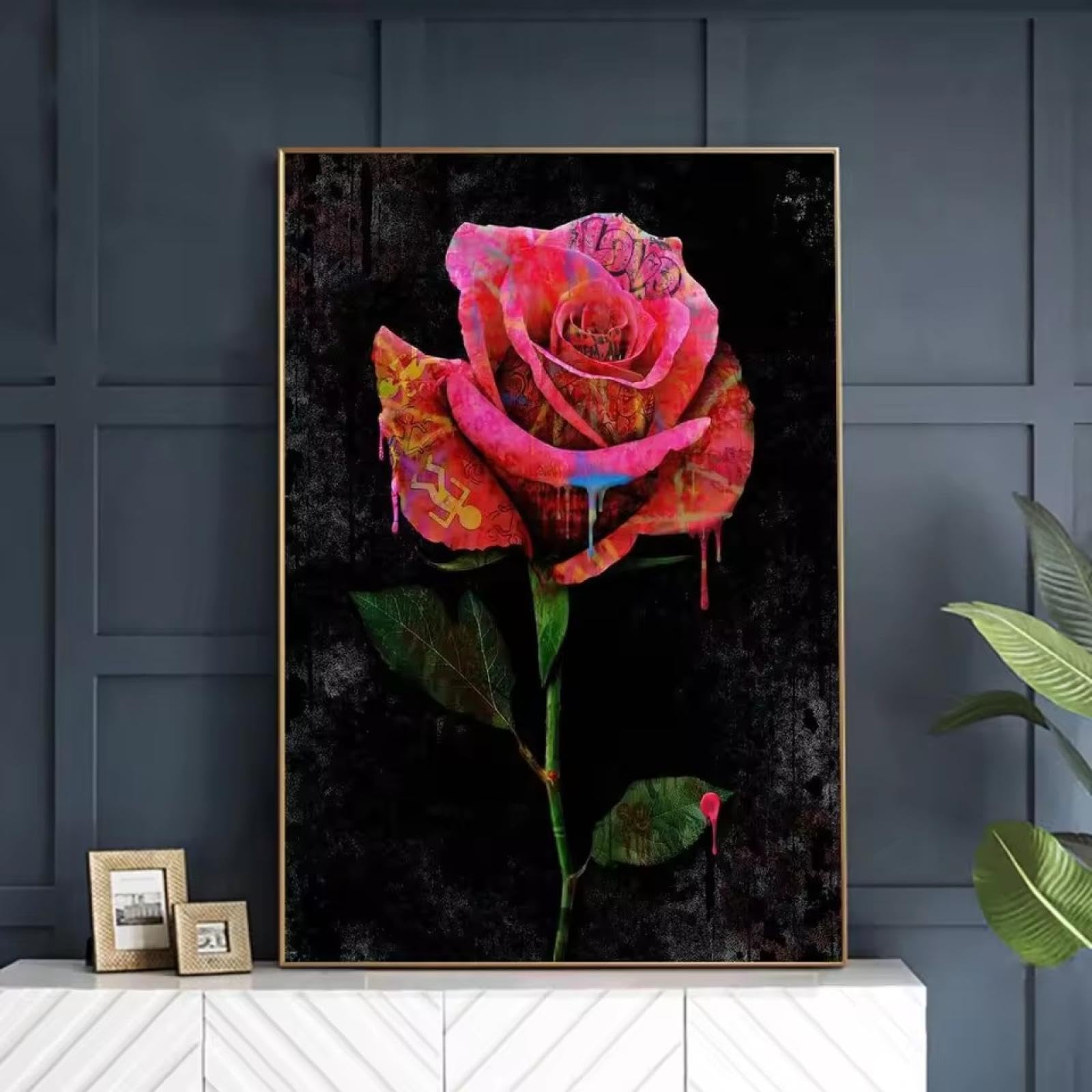 Toile moderne graffiti rose rouge impression haute définition 40x60cm
