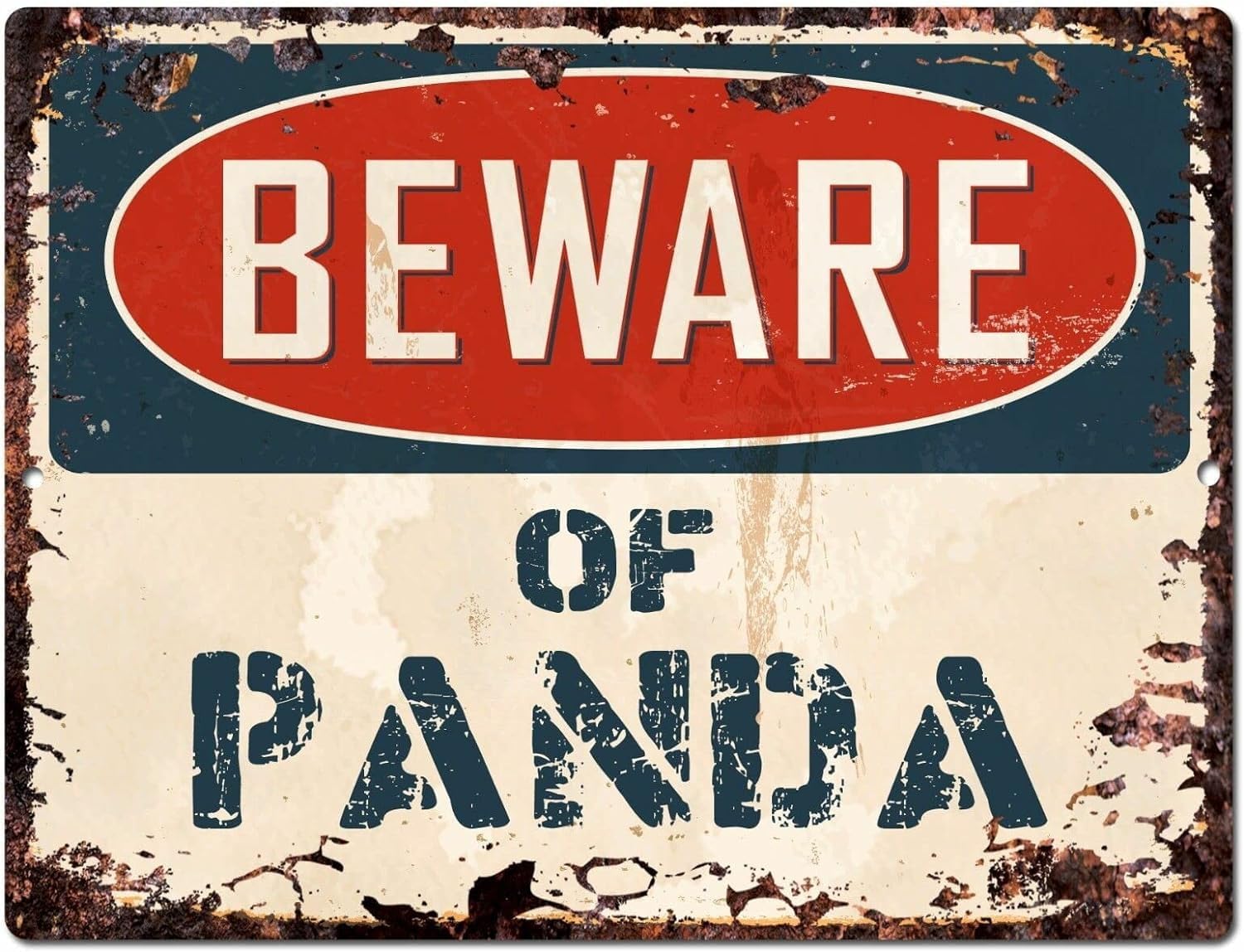 peiyeety Retro Metal Tin Sign 8x12 Inch Beware of Panda Tin Sign Funny Bedroom Wall Decor Wall Decor Home Yard Sign Plaque Metal Decor for Bar Man Cave Home Wall Art Decorative Sign