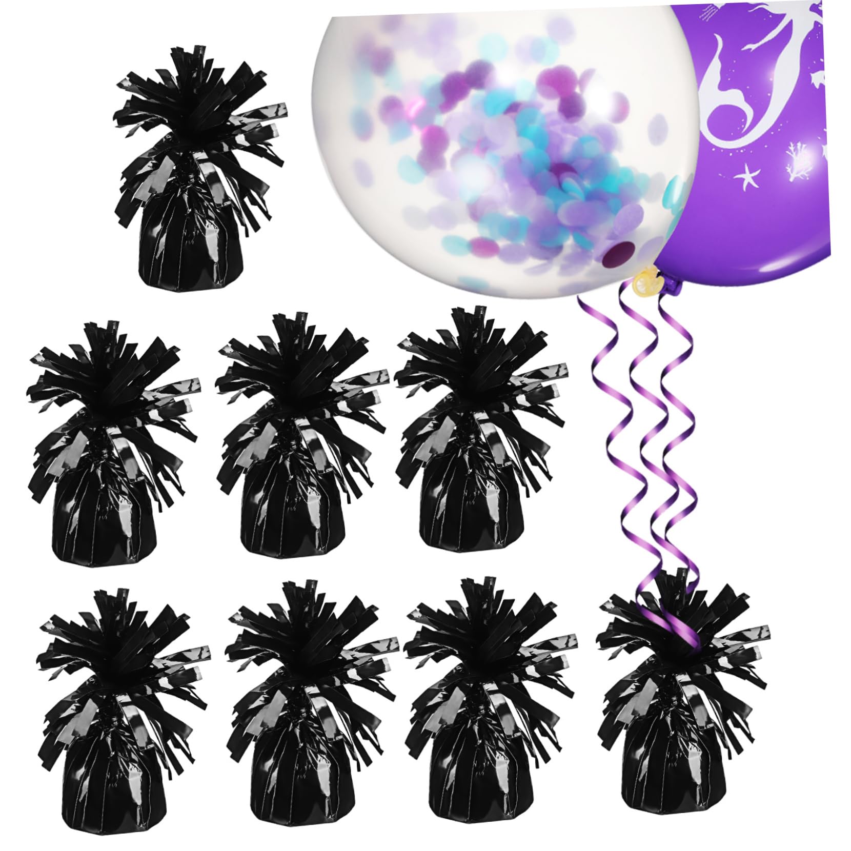 Pesetti per Palloncini in Pet, 8 Pezzi, Neri, Riutilizzabili, per Feste e Palchi, Stabilizzano i Palloncini Design Compatto e Lucido