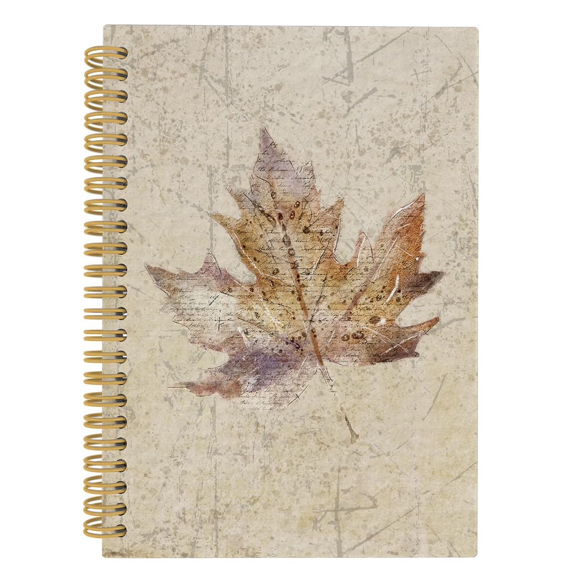 Carnet à spirale ANIANG feuilles d'érable 14x21,1cm 164 pages lignées pour journal d'automne rustique