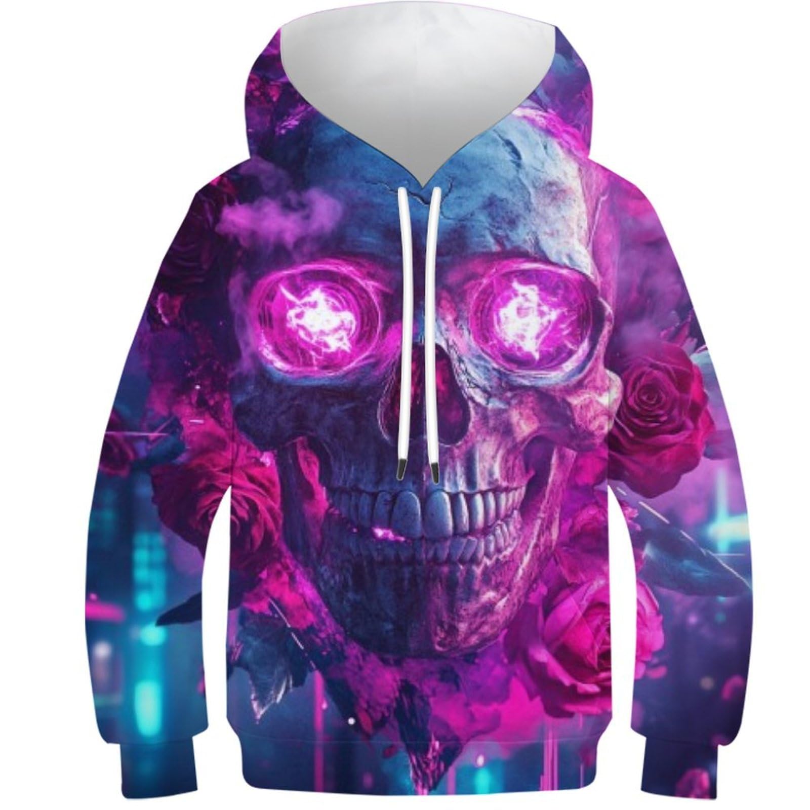 Pull à Capuche Adolescent 11-13Y Cadeau Idéal Sweat-Shirt Squelette 3D Unisexe - 8
