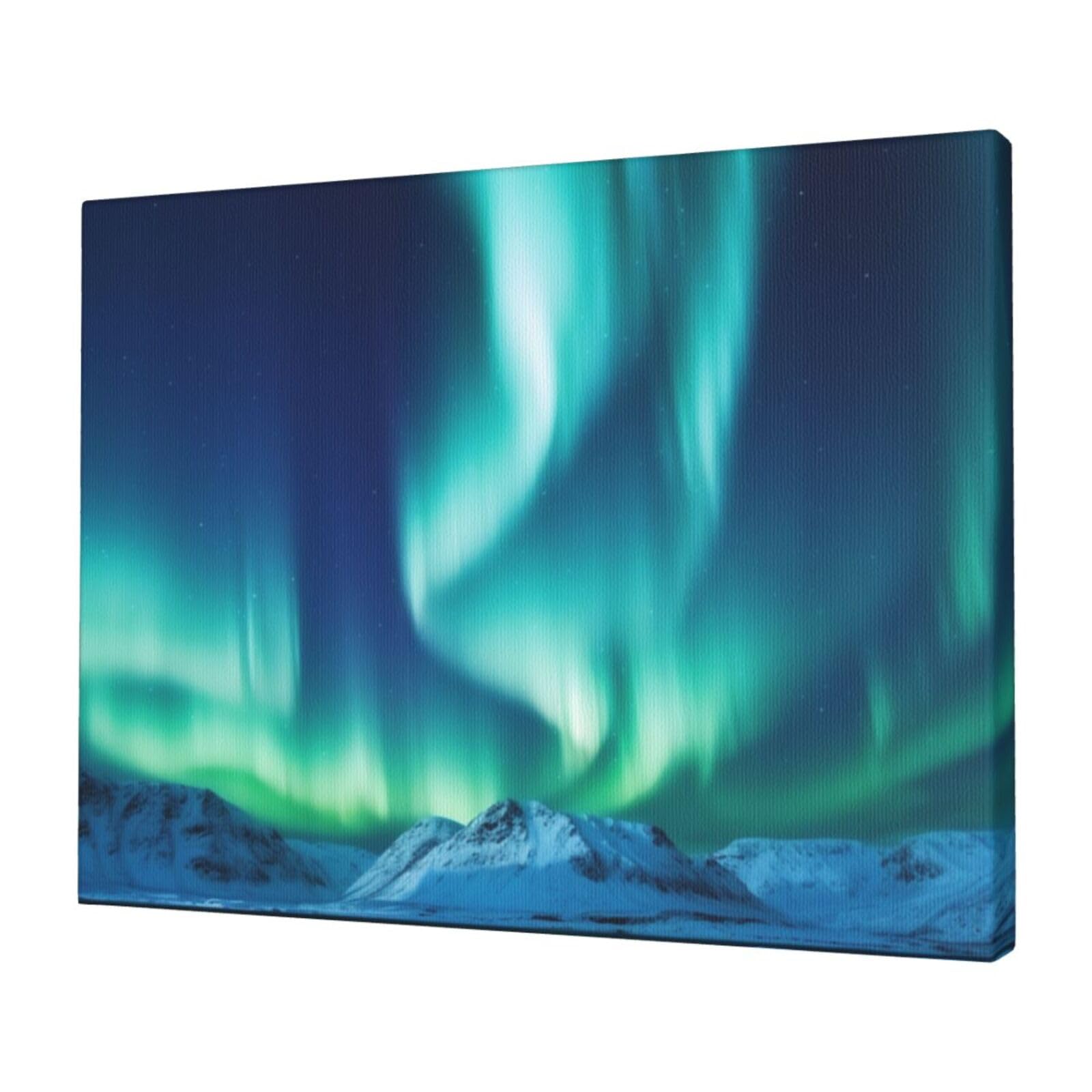 KLOPH Northern Lights Canvas Wall Art for Living Room 12"x16" Modern Artwork Painting for Bathroom Hanging Canvas Prints Aesthetic Wallart for Bedroom Kitchen Office Wall Decor