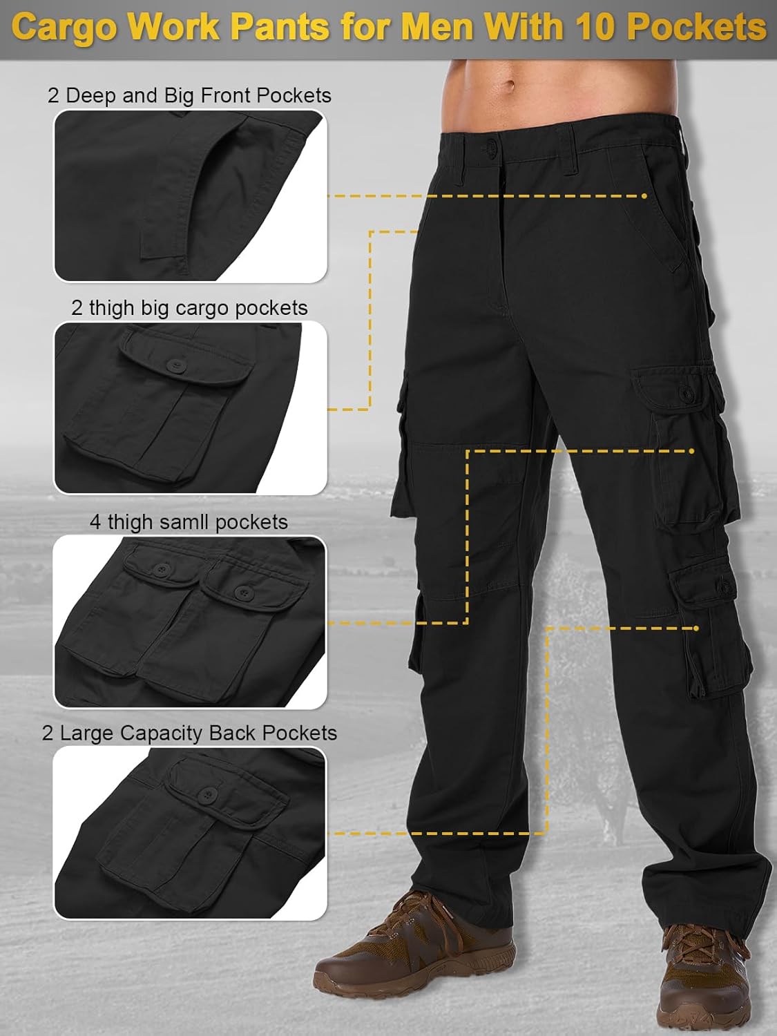 Men's BDU Casual Military Pants, Tactical Wild Army Combat ACU Rip Stop Camo Cargo Work Trousers with 10 Pockets - Image 5