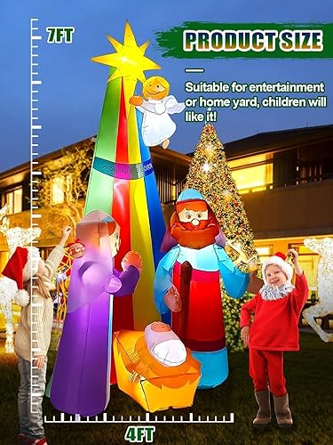 Miniatura 2 de Kalolary Decoración inflable de Navidad fantasma blanco levitante, fantasma animado de ojos rojos con LED integrados, inflable aterrador para patio,