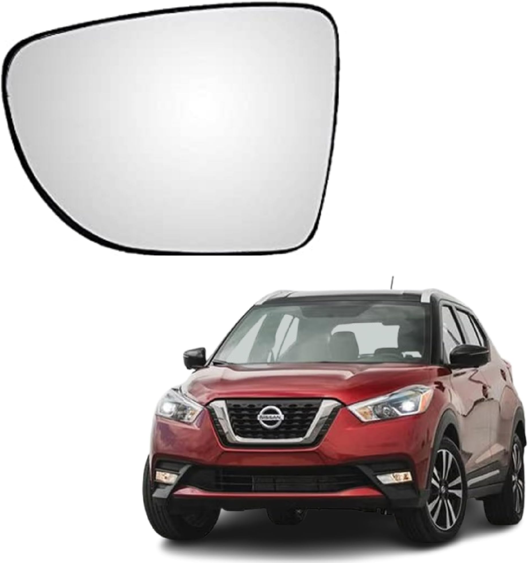 ovrm Side View Sub Mirror Glass Plate compatible with Nissan Kicks 2019-2023 Model (LEFT PASSENGER SIDE)