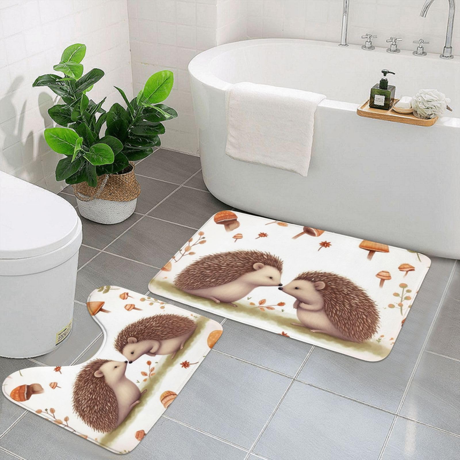 Tapis de bain antidérapant évitant les glissades lot de 2 forme U noir