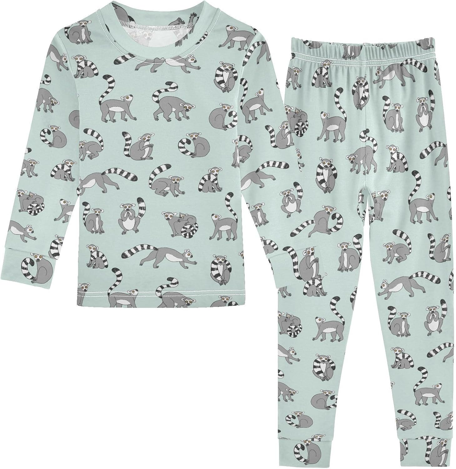 2-Piece Pajamas Sleepwear, Unisex Long-Sleeve PJ Sets