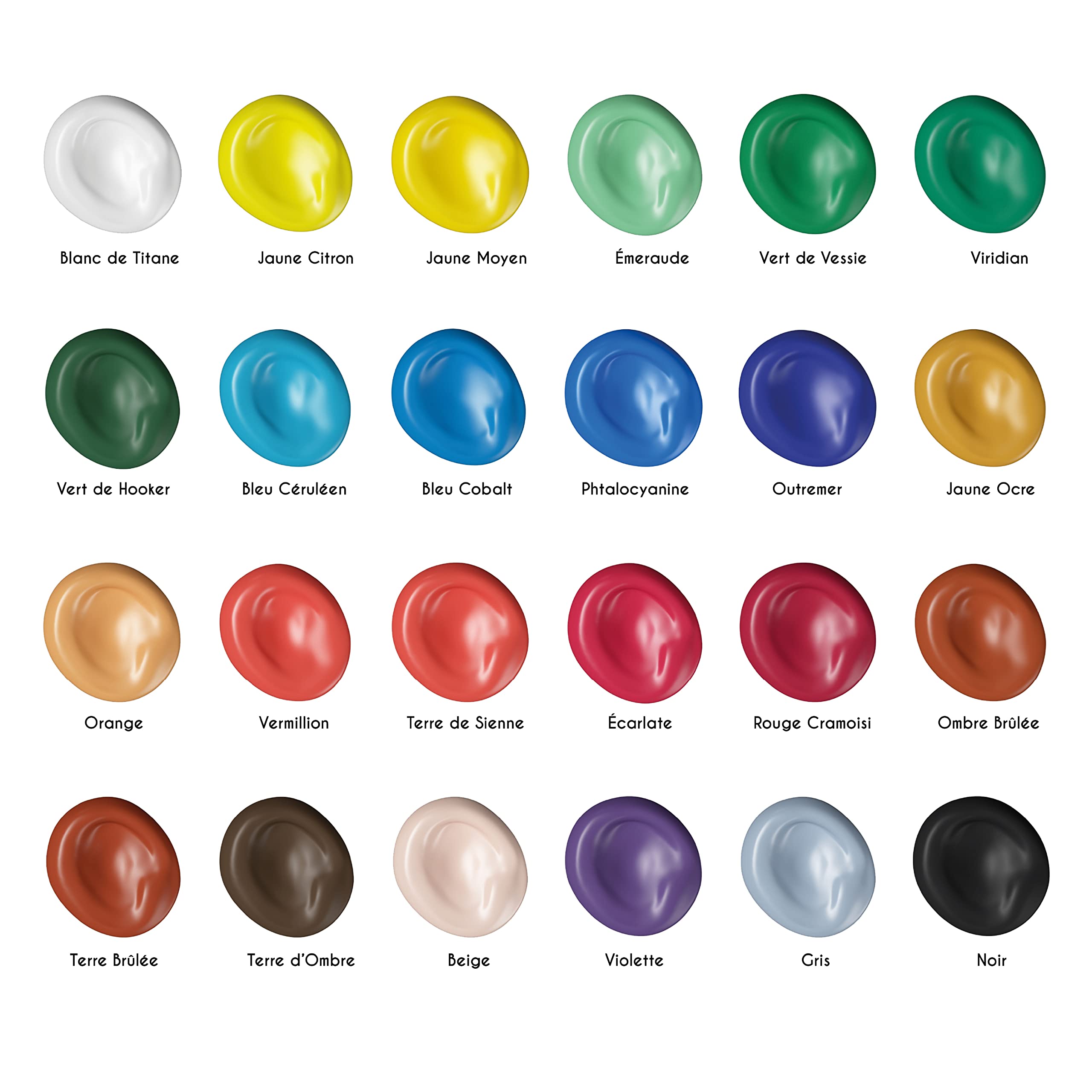 Zenacolor Peinture Acrylique 120ml, Kit de 24 Tubes Couleurs, Grand Format, Peinture pour Bois, Toiles - Loisir Créatif Adulte