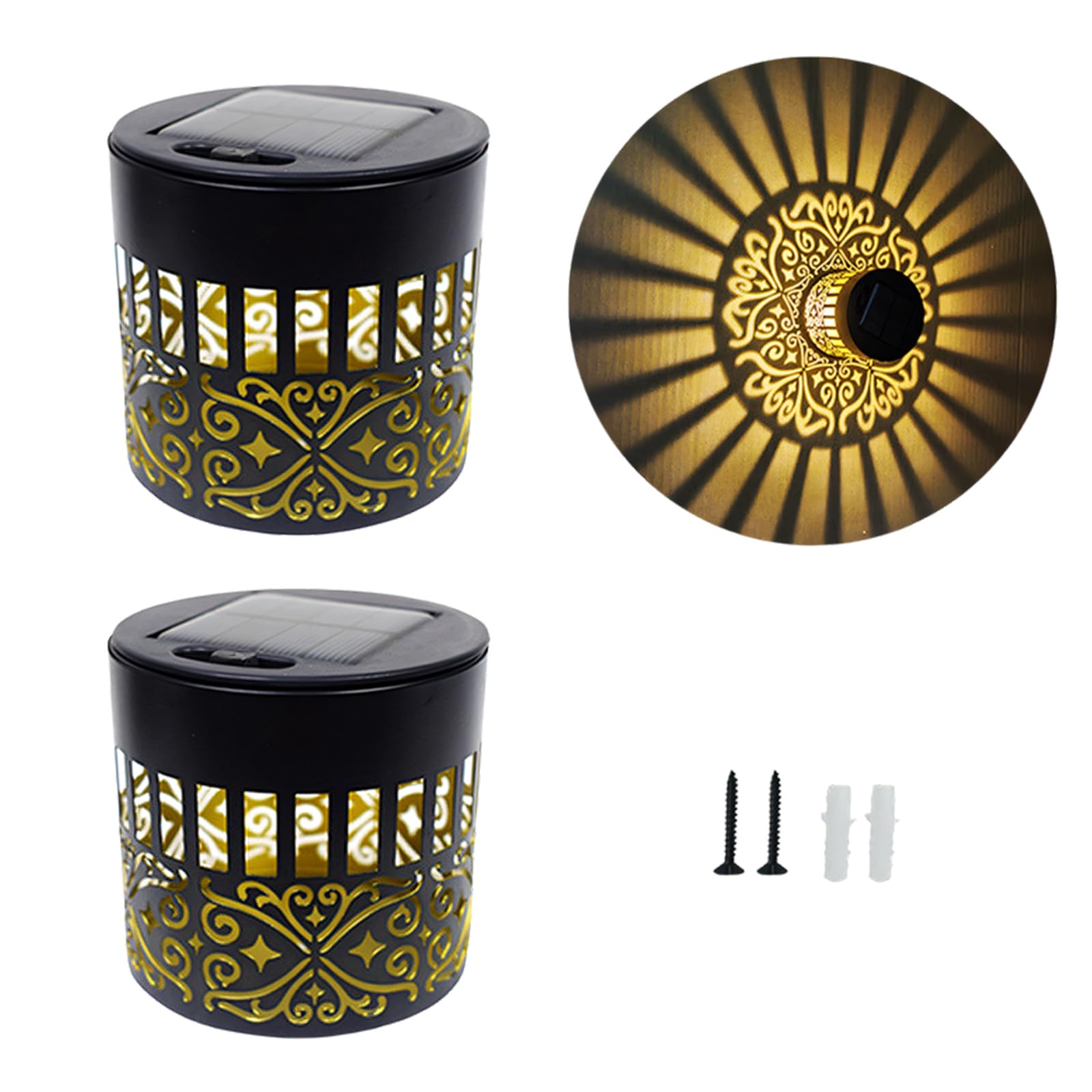Hsioluted Solar Wall Lamp with Art Styles Automatic on Off for Patio Yard Pathway Lighting Iron Solar Gardenlamp