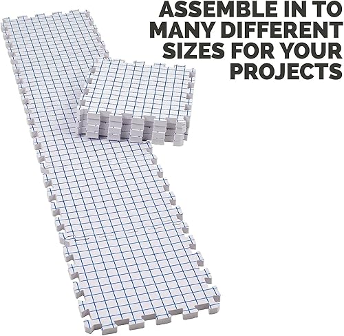 Miniatura 3 de KnitIQ - Bloques de tapetes para tejer y proyectos de ganchillo, tableros de bloques extragruesos, con cuadrículas, 150 pines en T y bolsa