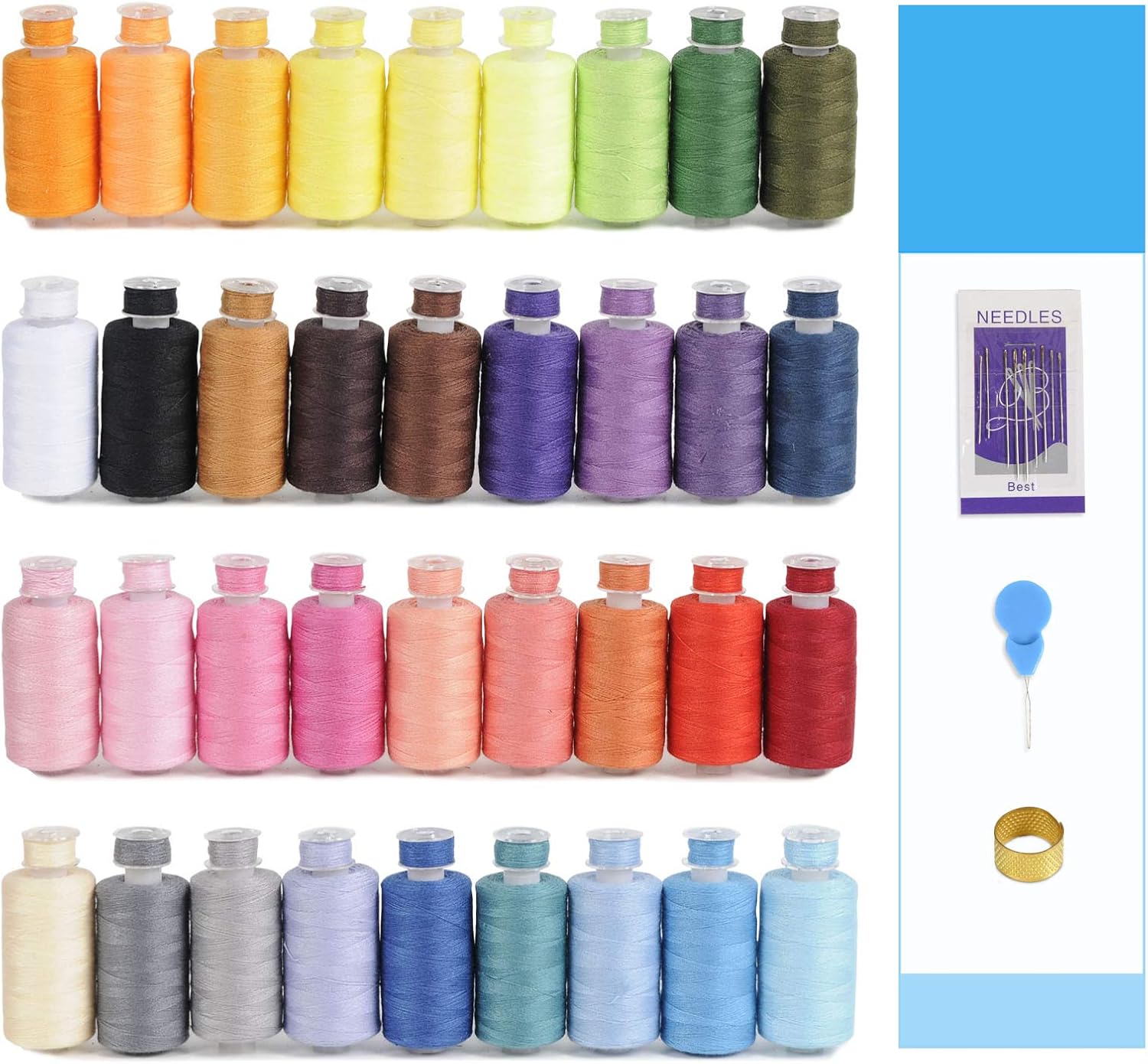KEIMIXJIA 72Pcs Sewing Threads Kits, 550 Yards Per Polyester Thread Spools with Prewound Bobbins, 36 Colors, Compatible with Hand & Machine Sewing : Arts, Crafts & Sewing