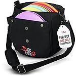 Disc Living Disc Golf Bag | Frisbee Golf Bag | Easy to Carry | Lightweight Fits Up to 10 Discs | 16 oz Waxed Canvas Sturdy Design | Belt Loop | Double Button Design | Bottle Holder (Black)