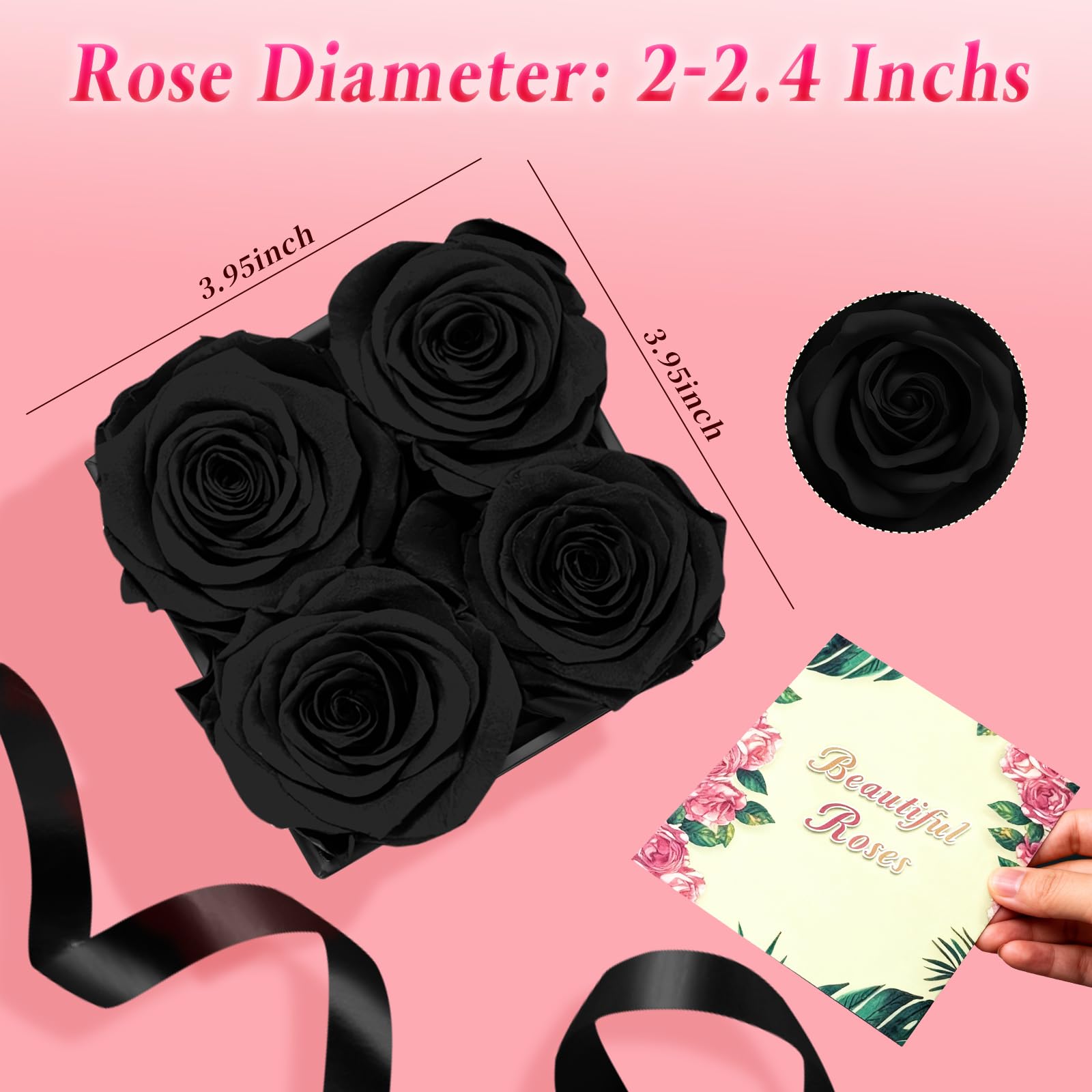 Black Forever Roses - Regalo de lujo para mujeres/hombres, ramo de flores frescas para novia, esposa, mamá, aniversario, día de San Valentín, boda, graduación, Navidad, cumpleaños, regalos únicos para