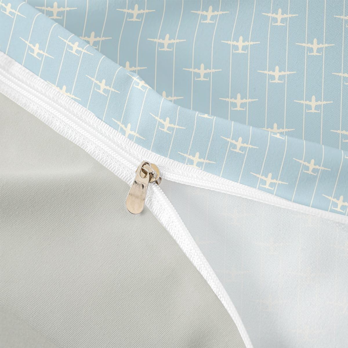 Feelyou Aircraft Duvet Cover King Size Airplane Print Bedding Set for Boys Girls Aircraft Flying Comforter Cover Helicopter Flying Plane Bedroom Decor 3Pcs Travel Decor image 5