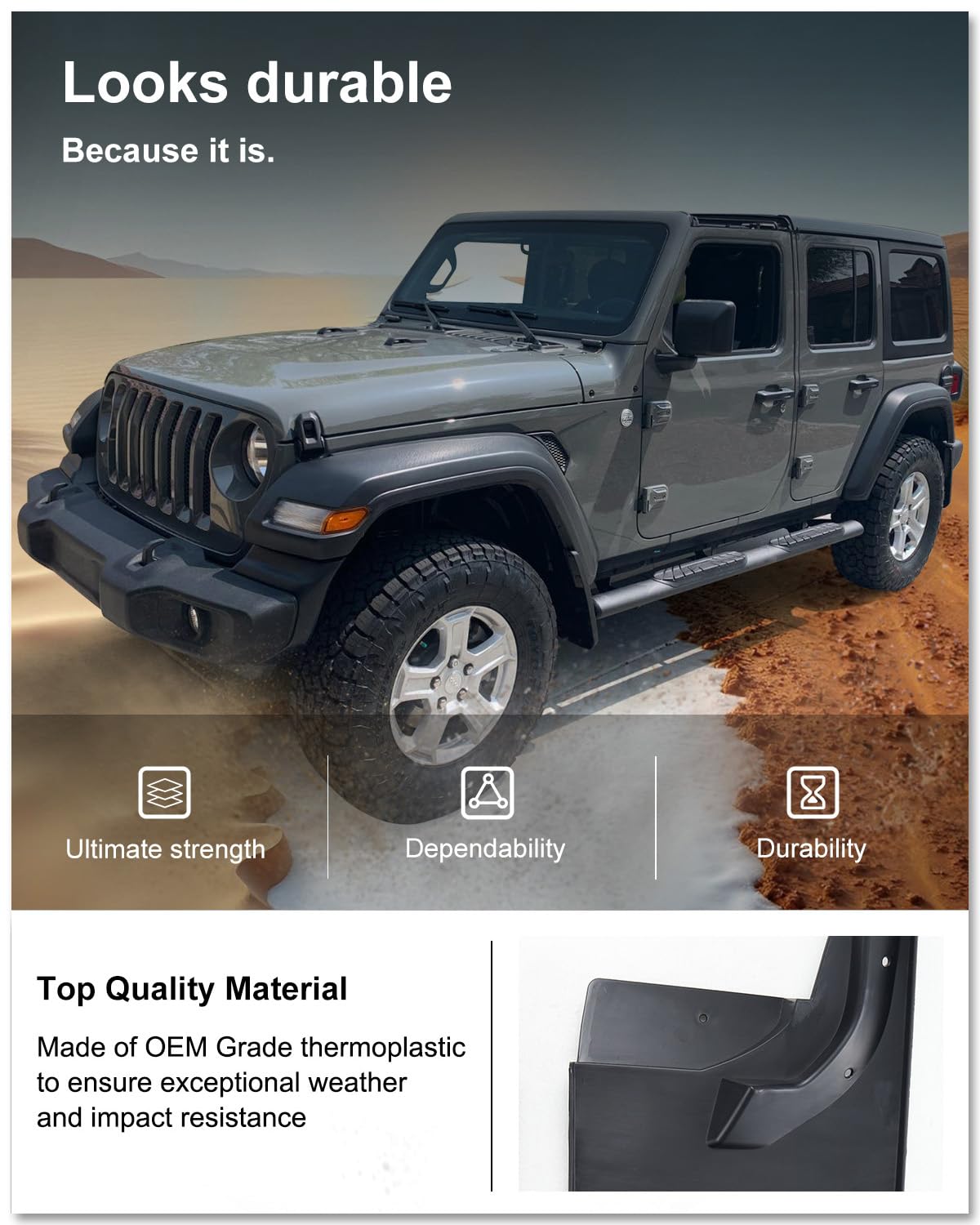 Kiwi Master Mud Flaps for 2018-2026 Jeep Wrangler JL (Not Fits