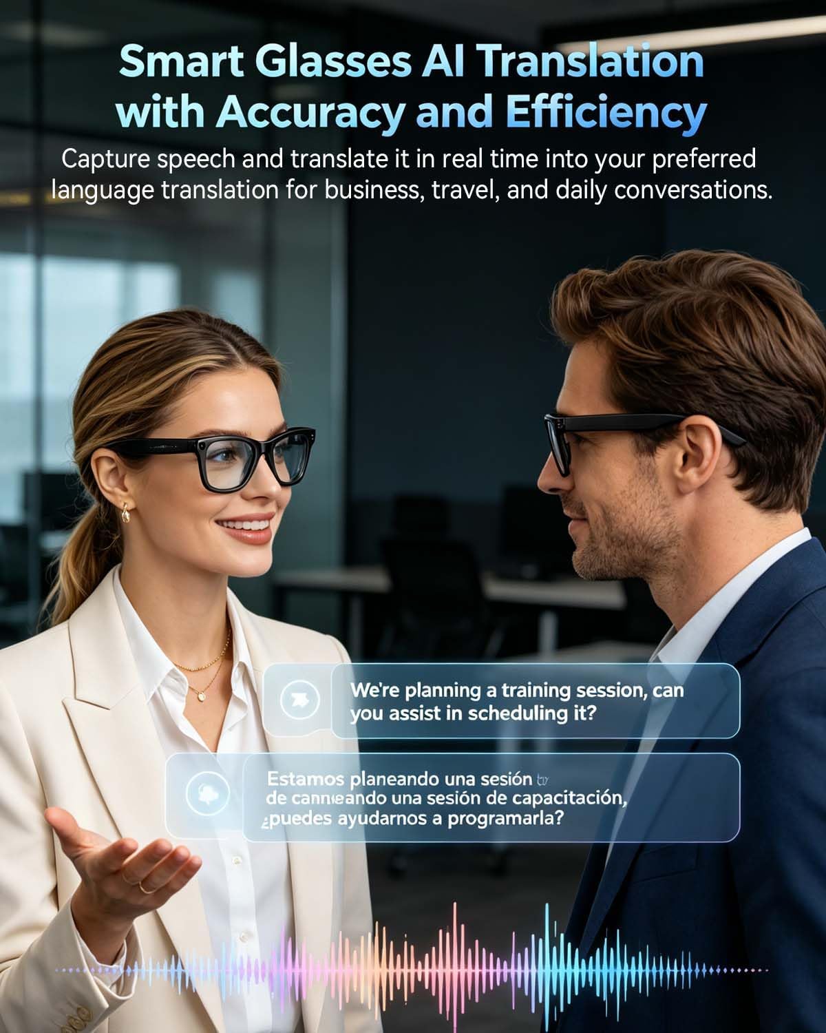 AI Smart Glasses with 8MP Camera, Bluetooth Glasses for Men Women