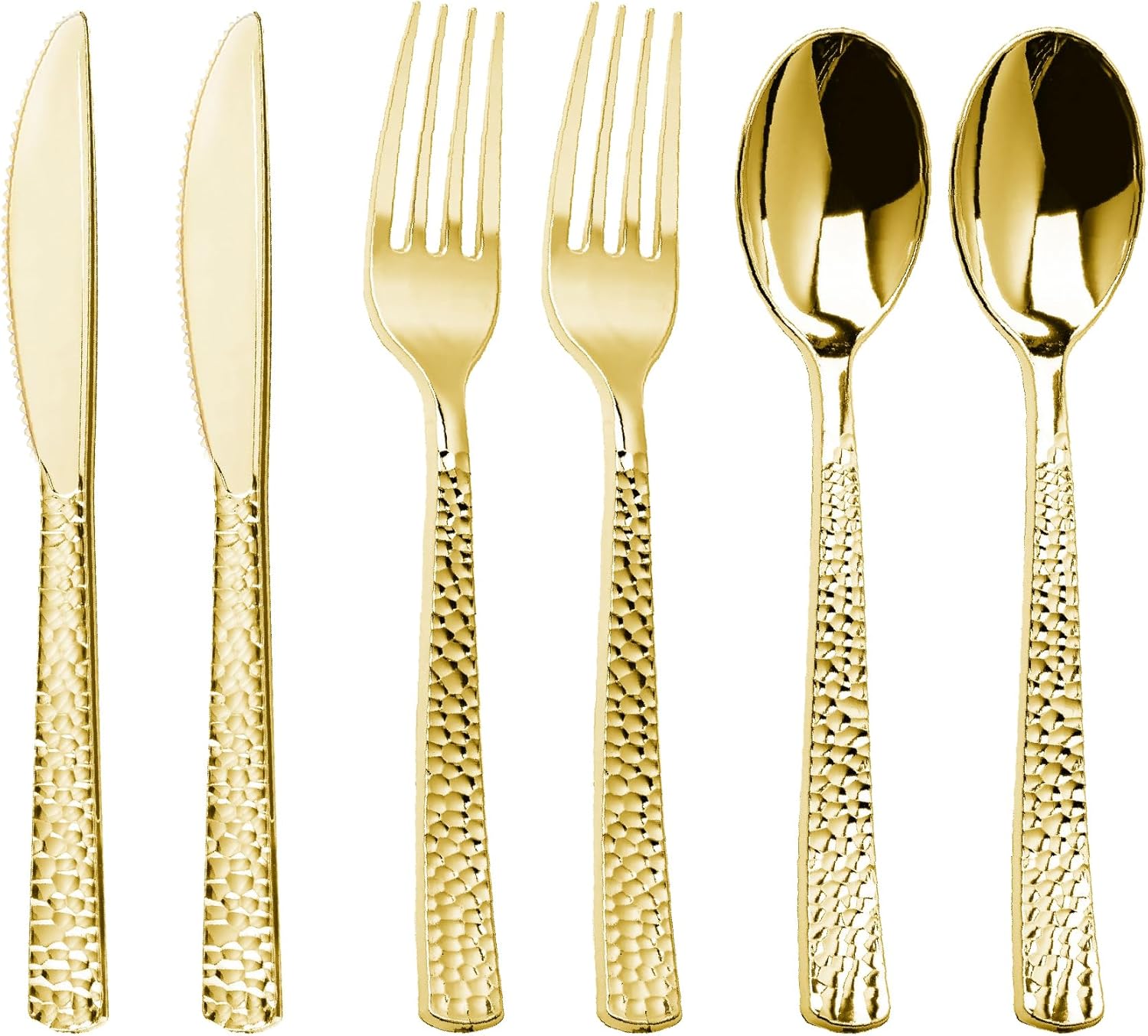 360PCS Gold Plastic Silverware, Heavy Duty Plastic Cutlery Set, Disposable Utensils, 120 Forks, 120 Spoons and 120 Knives for Party, Wedding and Events