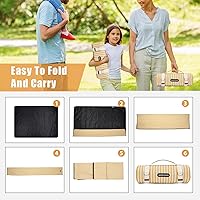 Vista 6 de Mantas de picnic al aire libre impermeables extra grandes – Alfombra de playa libre de arena plegable con correa de transporte Manta portátil