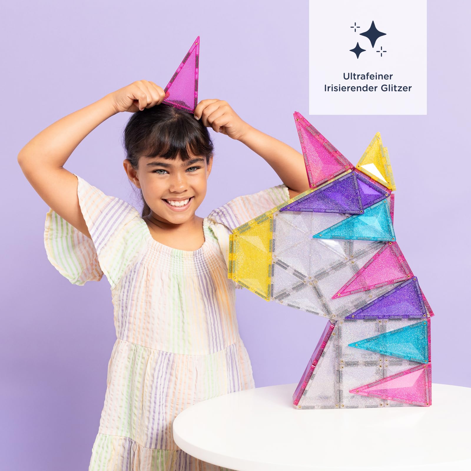 CONNETIX Magnetbausteine Glitzer-Einhorn-Set, 56 Stück