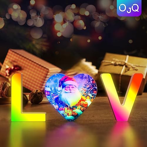 Miniatura 105 de OJQ Letras con luces LED iluminadas, letras de marquesina para decoración de habitación, luces de pared, regalos de Navidad, sincronización