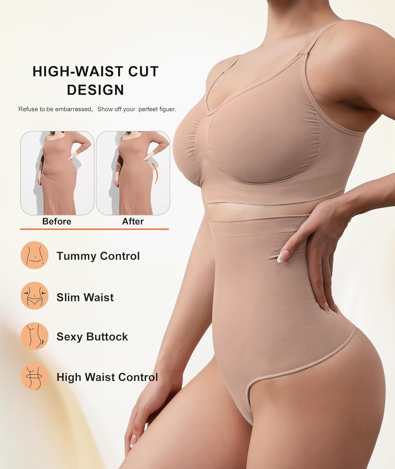 Tummy Control Thong Shapewear for Women Seamless Body Shaper Panties High Waisted Shaping Underwear - Image 4