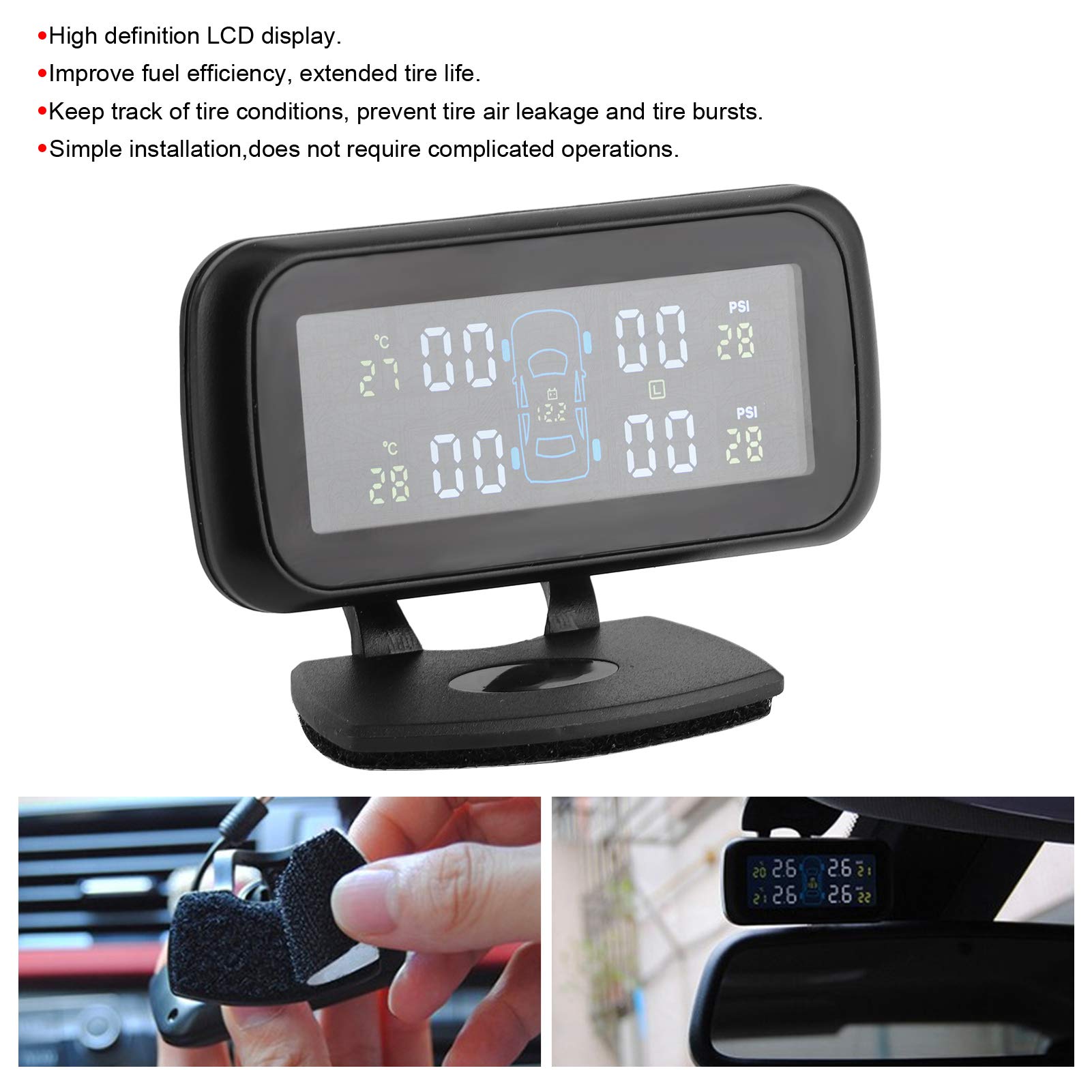 di monitoraggio della Pressione dei Pneumatici TPMS Wireless con Monitor LCD a 4 sensori