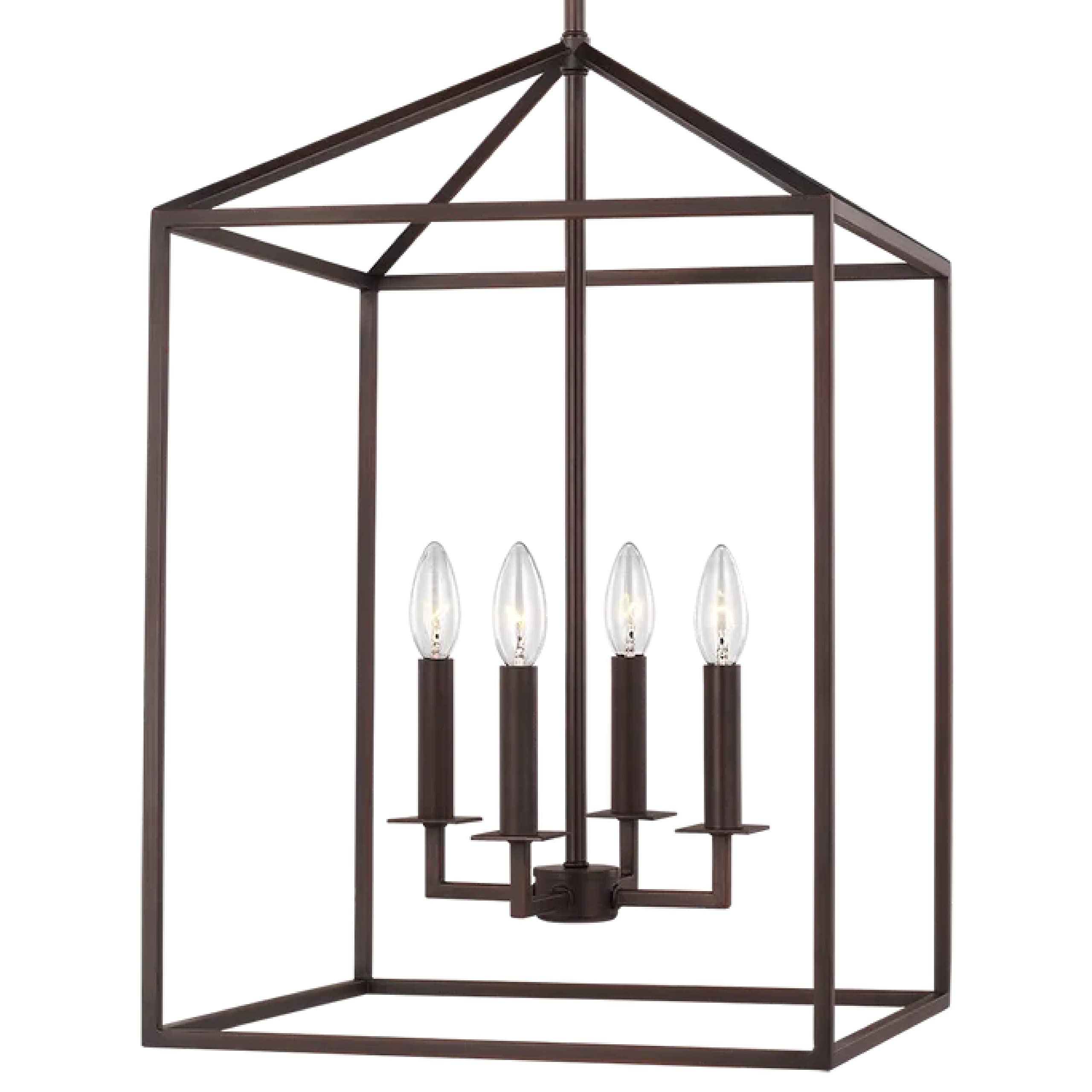 Generation Lighting 4-Light Perryton Pendant Light Fixture Bronze 5115004-710, Modern Ceiling Light Fixture for Home Decor, Candelabra with 60W Torpedo Bulbs for Foyer and Living Room Décor