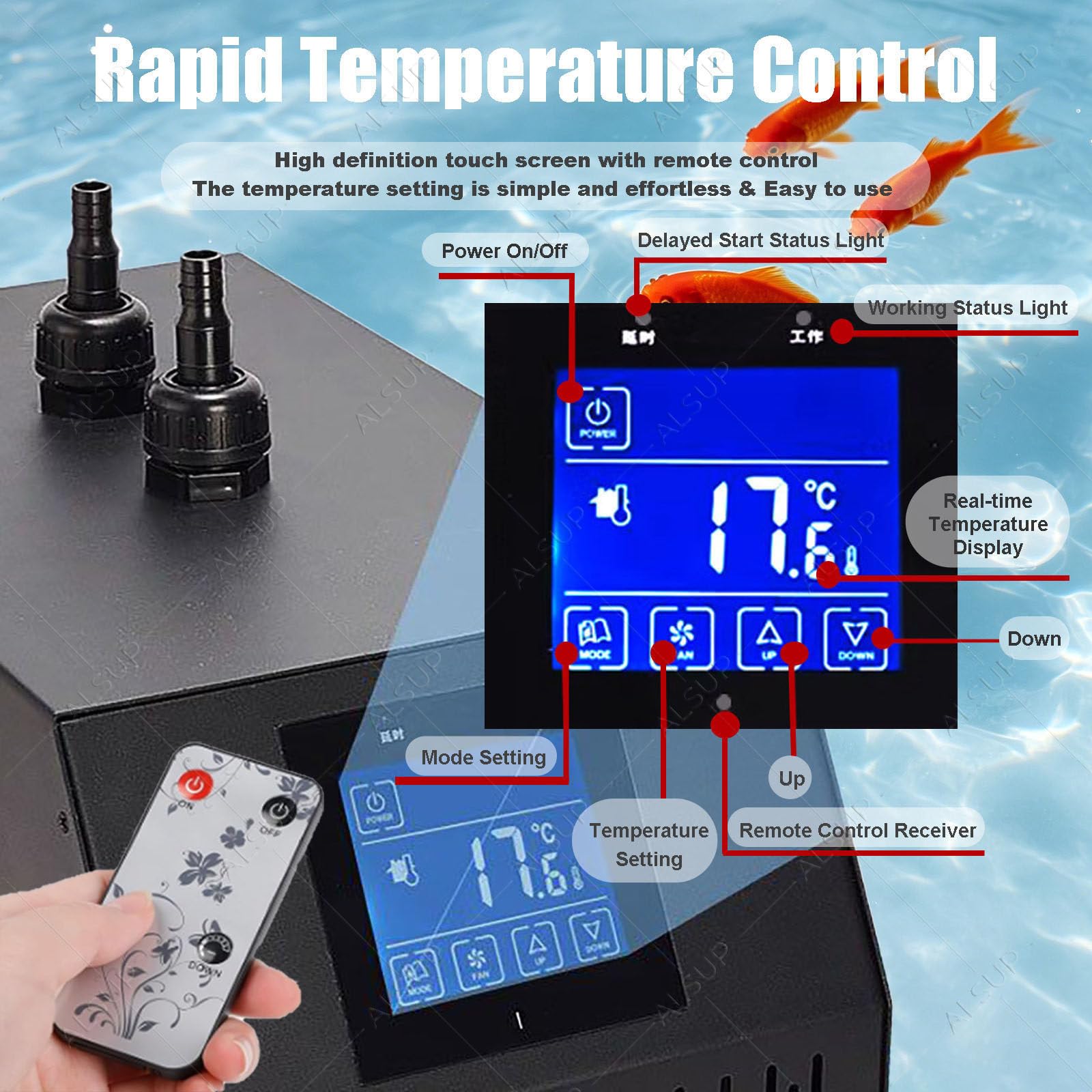 Refroidisseur d'aquarium, Refroidisseur d'eau 1/3 CV, Fish Tank Chiller 110V | Chauffage/Refroidissement Rapide Thermostat D'aquarium, Pour Poissons Crevettes Coraux 2in1AquariumHeaters/Chiller 300L
