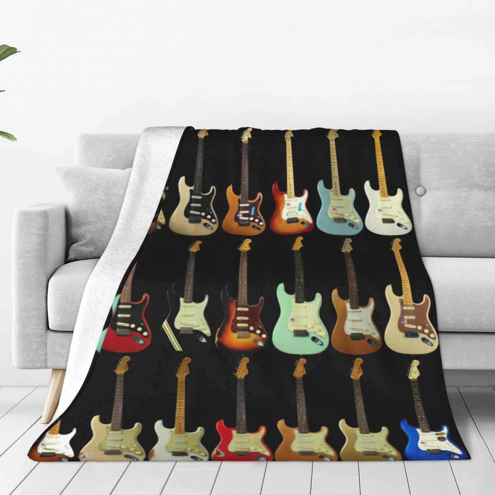 Couverture polaire guitare artistique cadeau idéal pour musicien et lit