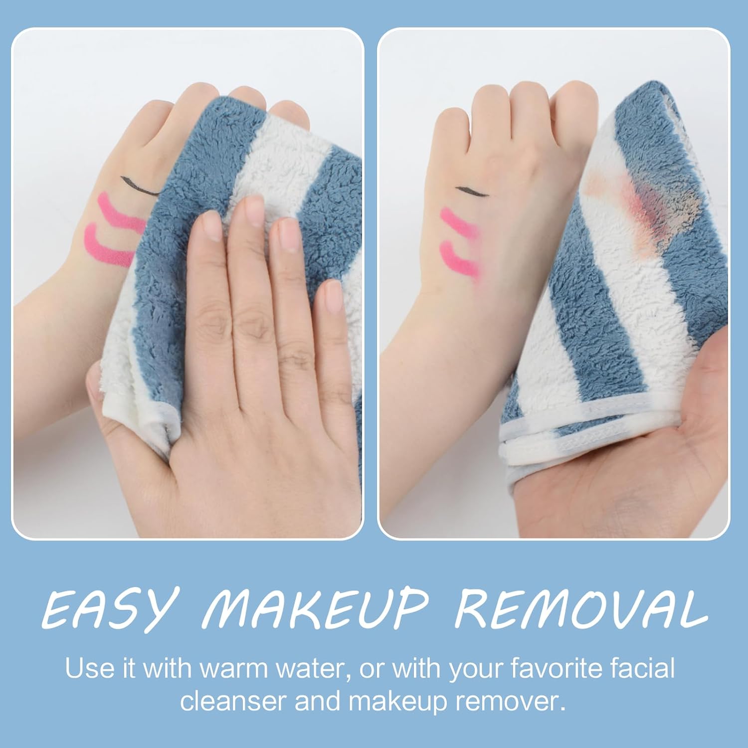 SINLAND Microfiber Facial Cloths Fast Drying Washcloth 12inch x 12inch Absorbent Face Wash Cloth Soft Makeup Remover Cloths