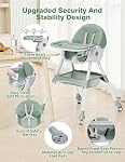 High Chairs for Babies And Toddlers, 4 in 1 Convertible Baby High Chair, Portable High Chair for Travel with Adjustable Height, Foldable HighChair With Wheels& Pu Cushion