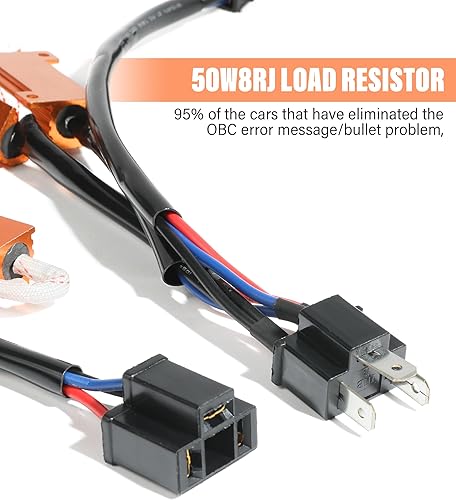 Miniatura 4 de RACOONA Adaptador de arnés de relé de bombilla de faros delanteros de 50 W y 6 ohmios, decodificador de errores antiparpadeo, accesorios de