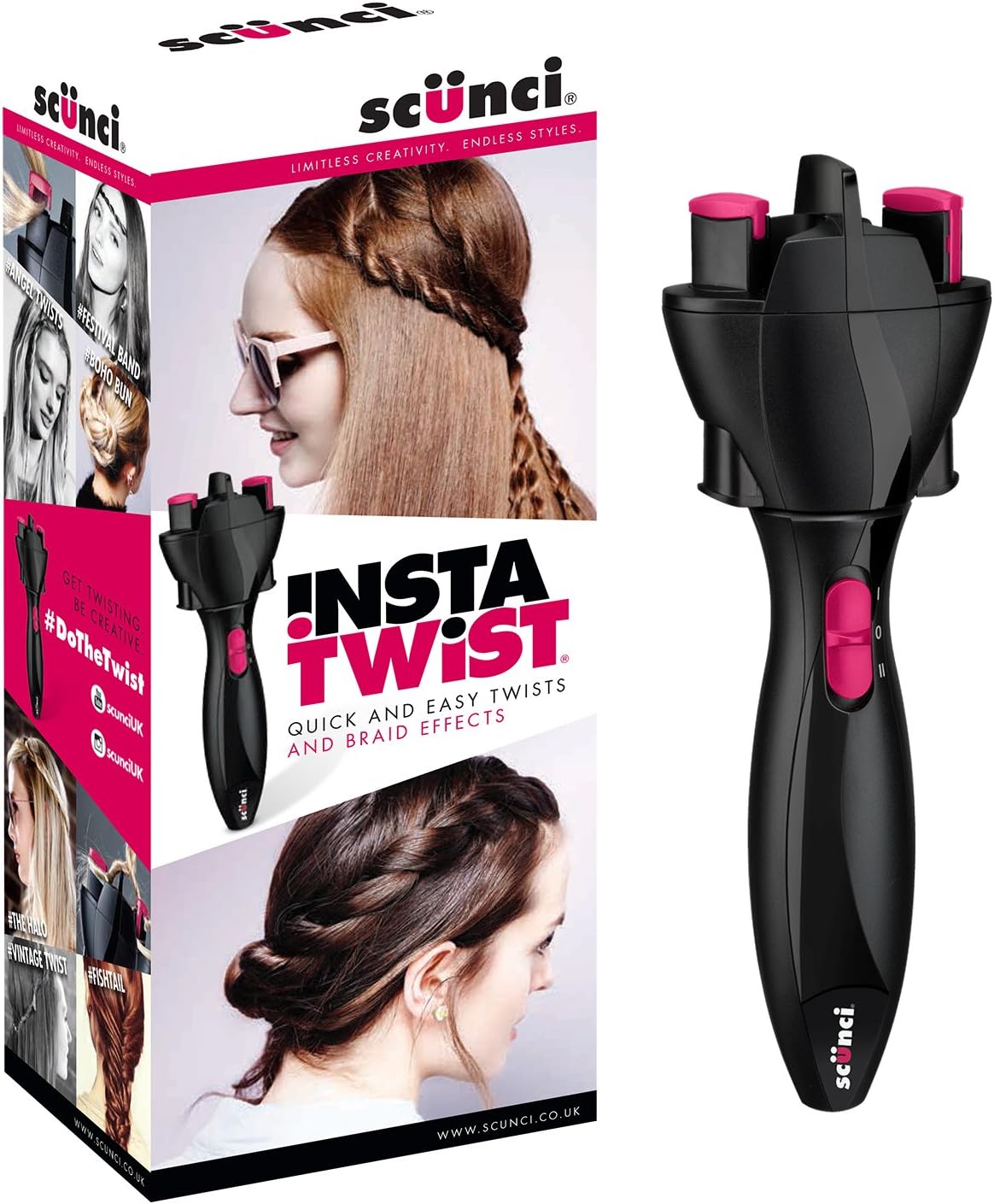 Scunci 491954U InstaTwist Hair Twist Braid Effect Styler, Black
