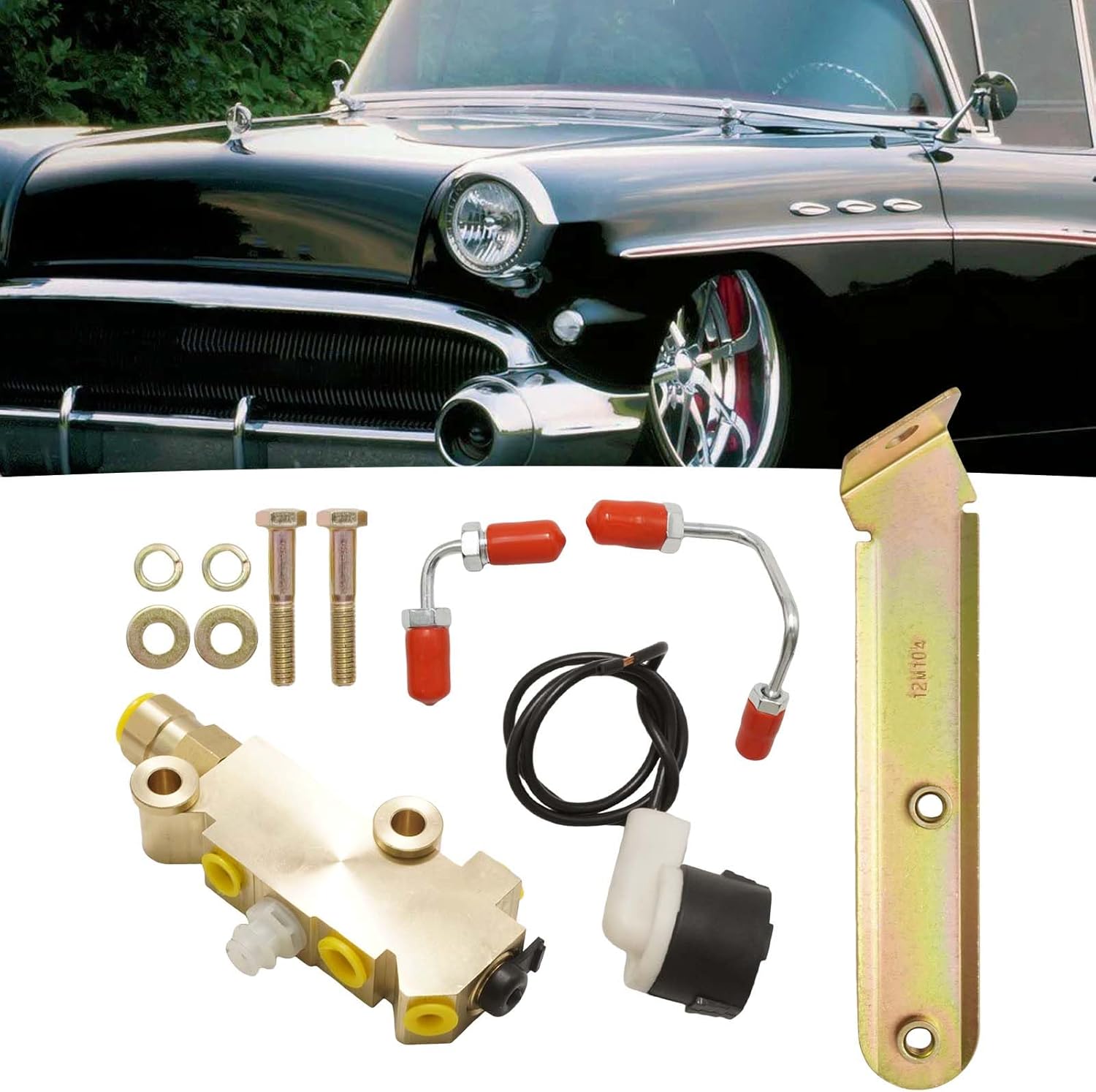 172-1353 Proportioning Valve Disc/Drum Disc Front Drum Rear Brake, Brass Brake Proportioning Valve With Connector, Replacement for GM Classic Car and Truck