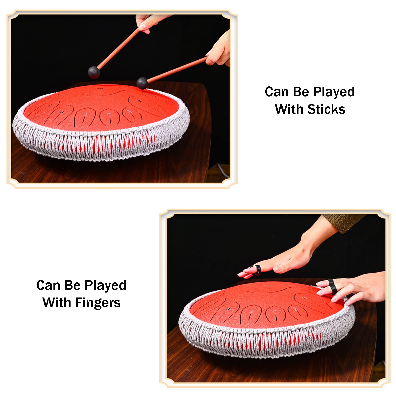 Handpan - Tamburo lingua, 35,5 cm, 15 note, con mazzuole e borsa per il trasporto, ideale per yoga, meditazione e educazione musicale per tutte le età