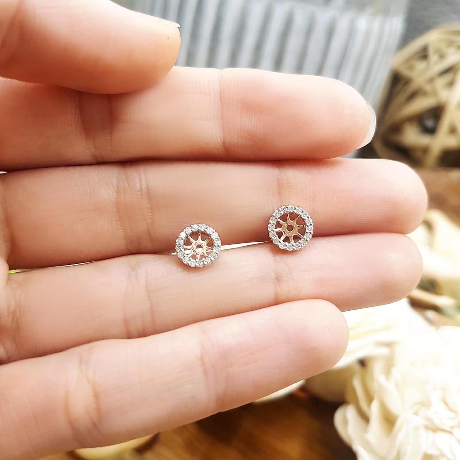 Dazzlingrock Collection 0.25 Cttw Round White Diamond Removable Jackets for Women's Stud Earrings in 18K Solid Gold
