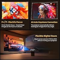 Vista 8 de 4K Projector with Built-in Apps, 1500 ANSI/Compatible with Netflix/Dolby Audio Smart Projector with WiFi 6 and Bluetooth 5.3,Outdoor Movie Proyector