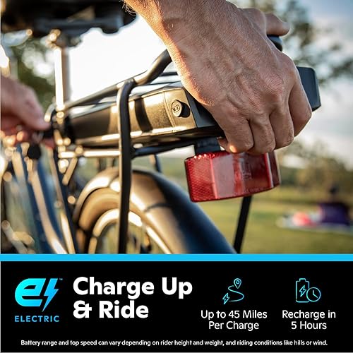 Miniatura 3 de Schwinn Mendocino Mens and Womens Hybrid Electric Beach Cruiser Bike Lightweight Aluminum eBike Frame 26-Inch Wheels Pedal Assist 6 Speed Drivetrain