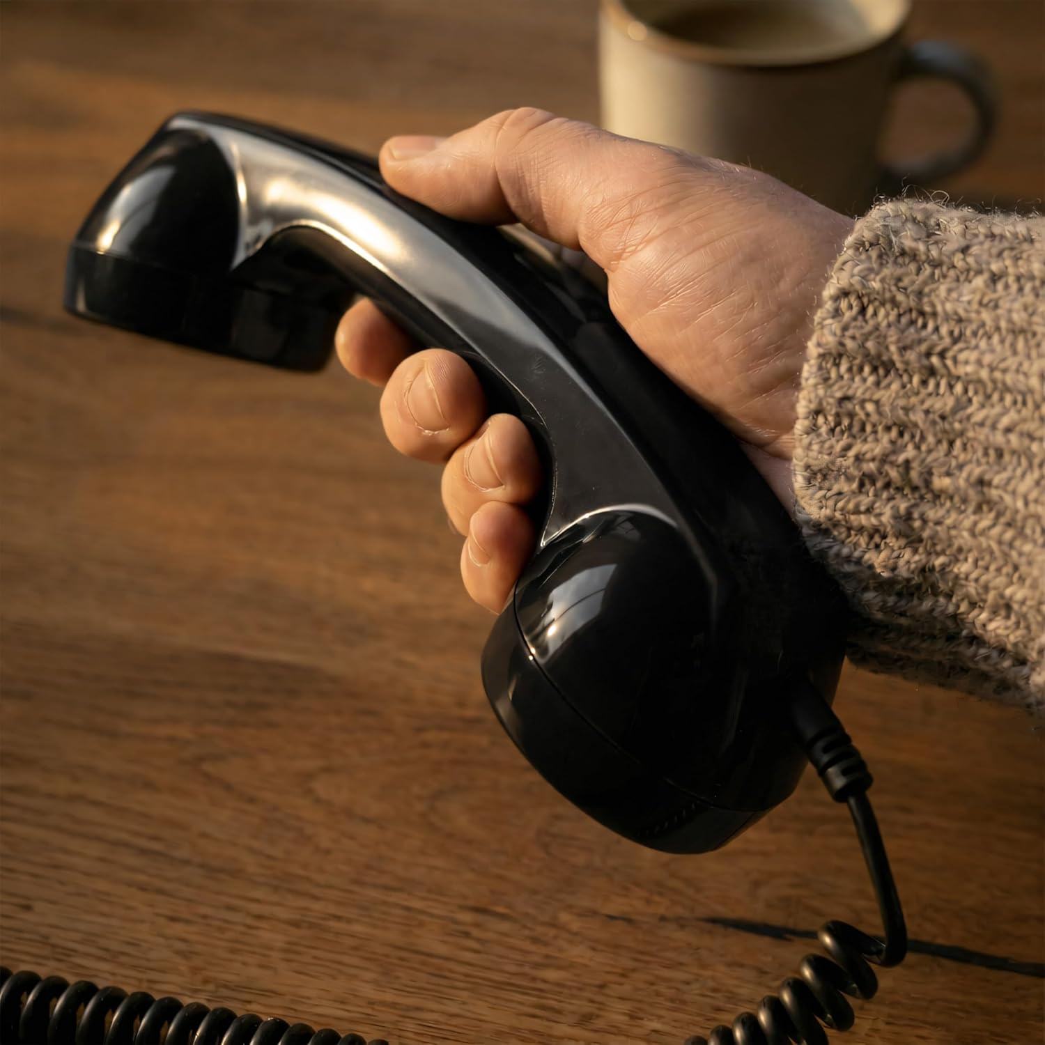 Opis Technology 60s Micro Retro Phone Handset for iPhone 7–14 (Lightning Bundle), Corded Receiver with 3.5 mm Plug, Vintage Call Handset (Black)