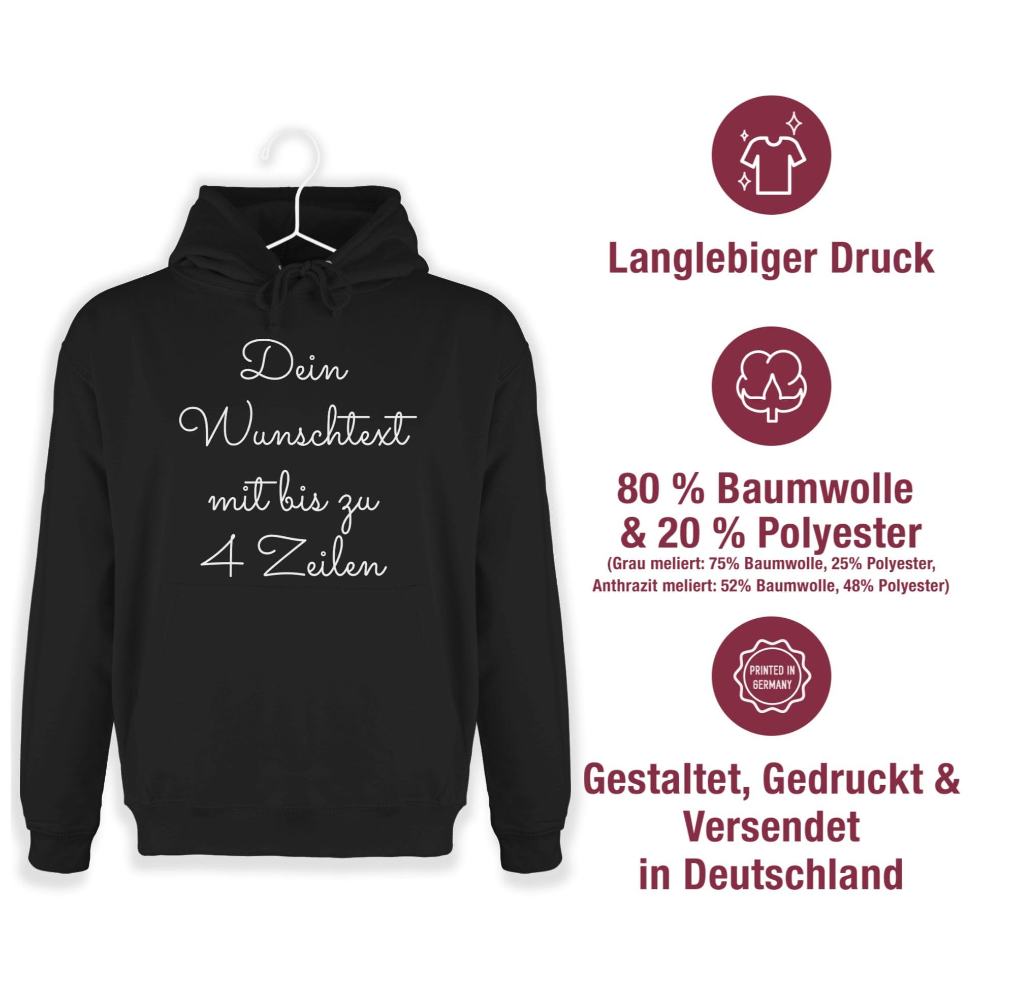 Geschenk mit Namen personalisiert by Shirtracer - Hoodie Herren Pullover Männer - Aufdruck selbst gestalten - Wunschtext I Geschenk personalisiert