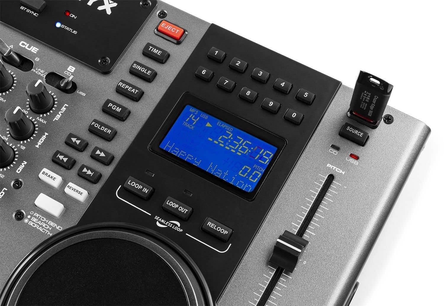 Vonyx CDJ450 - Double Lecteur CD/MP3/USB/Mixeur avec Bluetooth, 2 Canaux, Fonctionnalité Auto-Cue, Molettes Intégrées, Sorties Master et Record, Parfait pour DJ Amateurs ou Professionnels