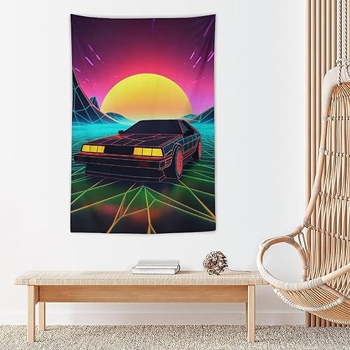 Miniatura 5 de QEOPGNE Tapiz para colgar en la pared, estético, retro, retro, retro, retro, neón, atardecer, para dormitorio, sala de estar, decoración de pared,