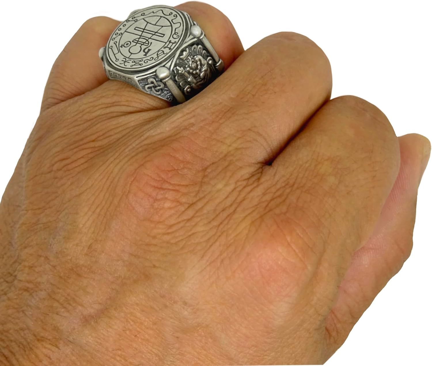 Secret Seal of King Solomon Sterling Silver 925 Men’s Ring Demon Protection Amulet Exorcism