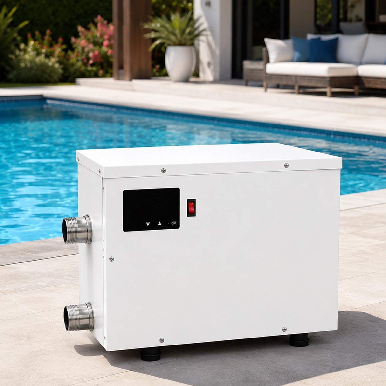 Calentador De Agua para Piscina 220V Eléctrico, Calefactor Piscina De Calentamiento Rápido con Elemento De Acero Inoxidable, Control Táctil Inteligente para SPA Y Piscina Desmontable 11KW