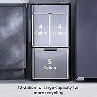 Vista 5 de ELPHECO Stainless Steel Kitchen Trash Can 13 Gallon Motion Sensor Kitchen Garbage Bin with Silent Close Lid, 3 Removable Plastic Inner Buckets