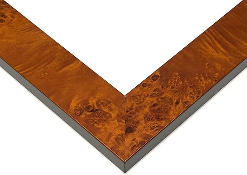 Marco de fotos de madera real de chapa marrón de 31 x 31 pulgadas de ancho de 1.75 pulgadas  Profundidad del marco interior de 0.5 pulgadas  Marco